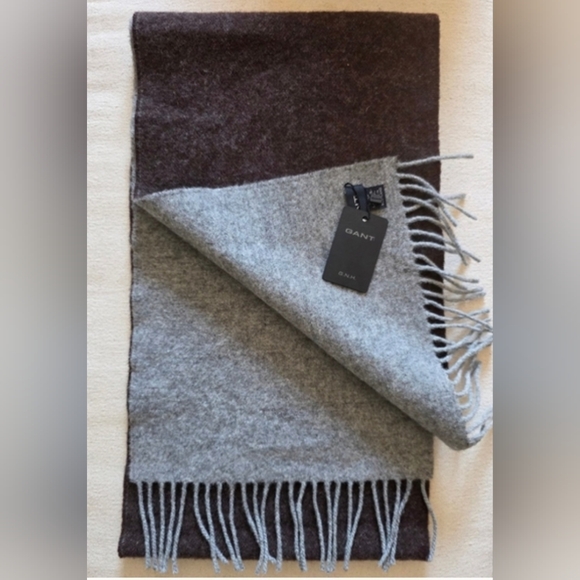 Gant Double Faced Scarf-Dark Brown & Grey - Picture 4 of 6